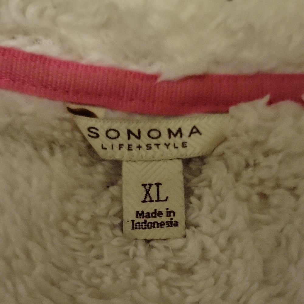 Sonoma Kohls Pink Sherpa Fleece Hooded Zip-Up Jacket Womans XL - Picture 4 of 10